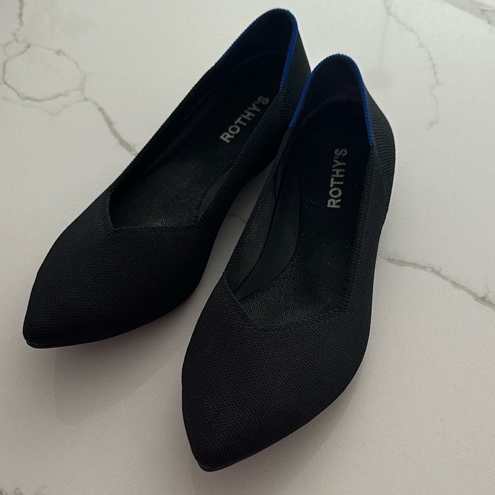 Rothy’s Black “The Point II” flats, size: 10.5